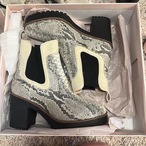 Chinese Laundry- Good Day Cream and Grey Neo Snake Platform Ankle Boots
